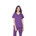 thumbnail image 4 of Dagacci Medical Uniform Women's Scrub Set Stretch Contrast Binding Top and Pants (Egg Plant, X-Small), 4 of 6