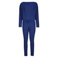 thumbnail image 5 of IROINNID Sweater Set for Women Two Pieces Cold Shoulder Sweater with High Waist Pants Casual Knitted Home Sets,Blue, 5 of 6