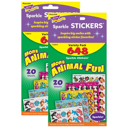 UPC: 0194629064953 | TREND Animal Fun Sparkle Stickers Variety Pack 648 Per Pack 2 Packs