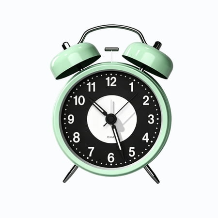 Twin Bell Loud Alarm Clock for Heavy Sleepers, Silent Non-Ticking Analog Clock with Backlight, Battery OperatedClock for Bedrooms(4 Inches ,green)