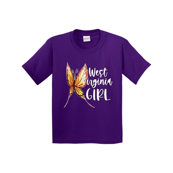 Inktastic West Virginia Girl Butterfly Youth T-Shirt