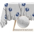 thumbnail image 2 of 60x84inches Floral Table Cloth Blue Flowers Leaves Line Art Decorative Tablecloth Washable and Reusable Fabric Table Cover for Kitchen Dining Room Wedding Holiday Party Indoor Outdoor Use, 2 of 7