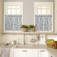 thumbnail image 4 of Farmhouse Blue Floral Kitchen Curtains, Vintage Botanical Leaves 3-Piece Kitchen Curtain Valance and Tiers Set 24 Inch Length, Burlap Rod Pocket Half Window Curtains for Cafe Living Room Bathroom, 4 of 7