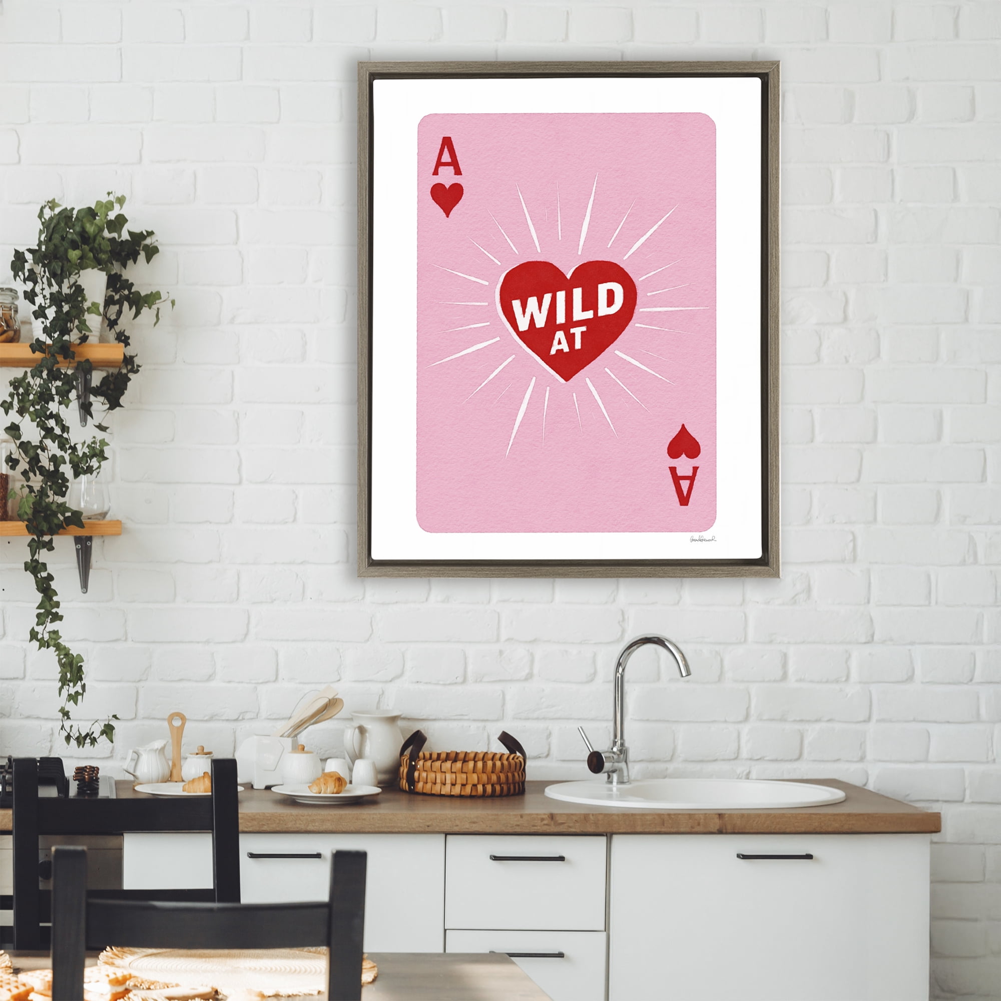 Wild At Heart Card Brown Framed Floater Canvas Wall Art, design by Amanda Greenwood