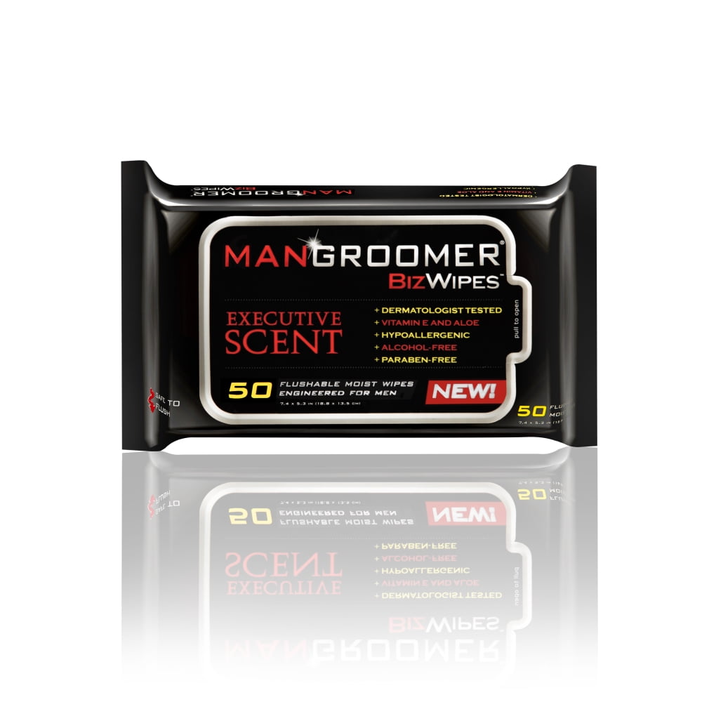 MANGROOMER Biz Wipes Flushable Moist Personal Wipes Engineered for Men
