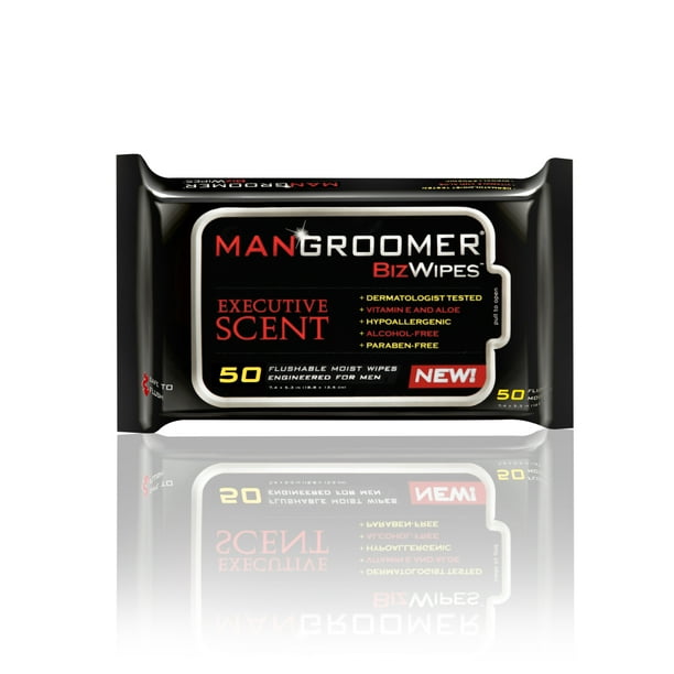 MANGROOMER Biz Wipes Flushable Moist Personal Wipes Engineered for Men