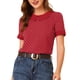 thumbnail image 5 of INSPIRAR CHIC Blusas de Manga Corta con Cuello Peter Pan en Contraste y Lunares XL Rojo, 5 of 7