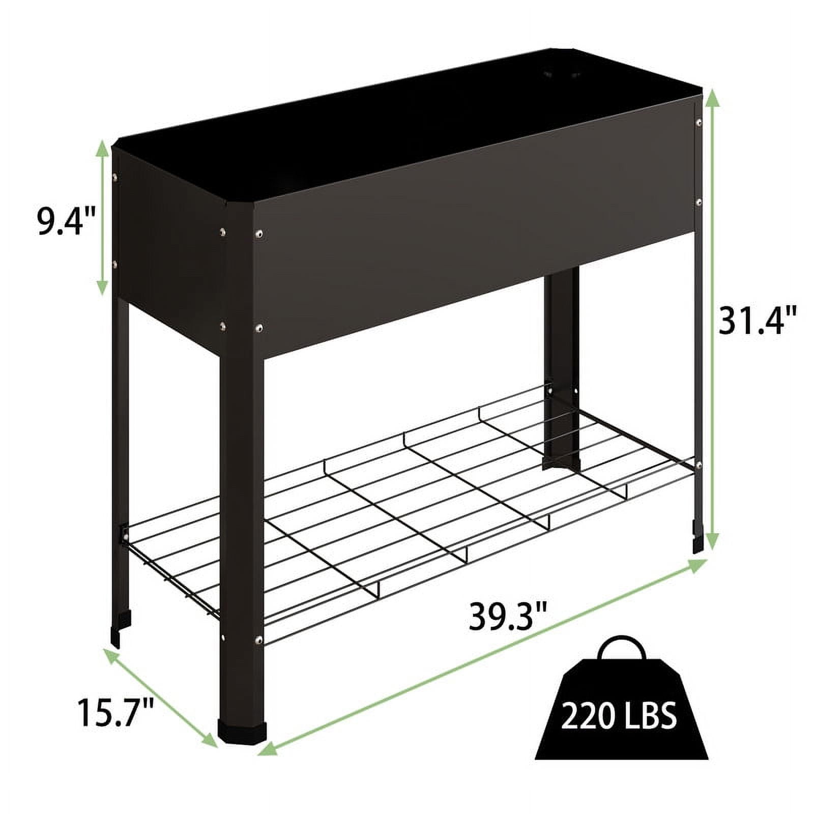 Walsport 40'' Raised Garden Bed Outdoor Elevated Planter Metal Plant Box with Legs Standing Garden Stand,Galvanized Steel Frame Planter Box for Vegetables, Flowers, Herbs, Black