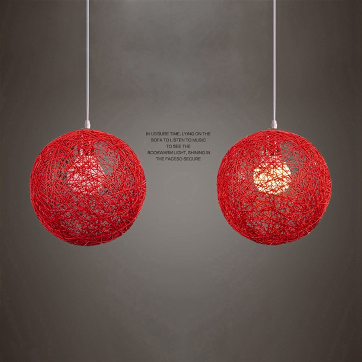 6X Red Bamboo, Rattan and Chandelier Individual Creativity Spherical Rattan Nest Lampshade