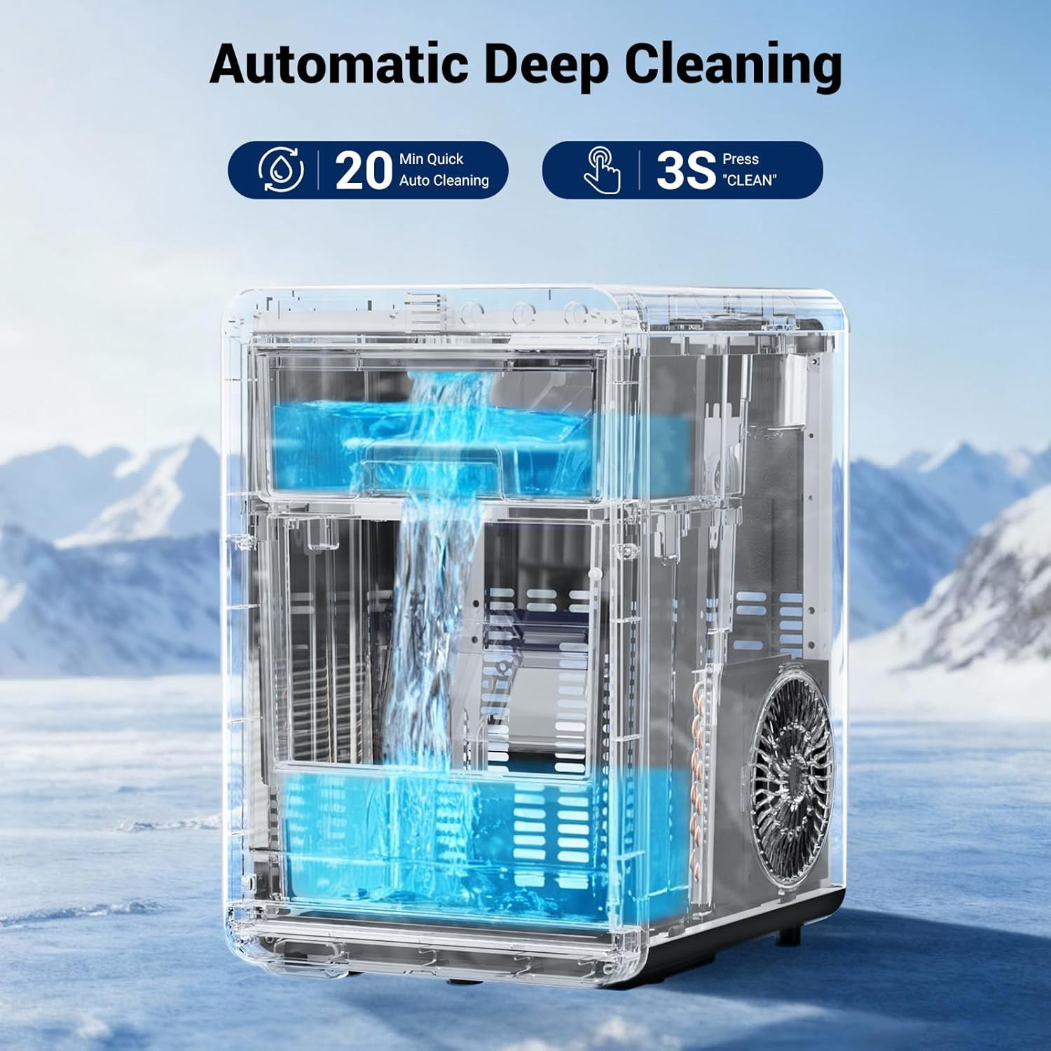 Nugget Ice Maker, 44lbs/24h Ice Makers Countertop, Soft Ice Ready in 5-10Mins Nugget Ice Maker Countertop, Self-Cleaning Pellet Ice Maker for Home, Kitchen, Office, Party