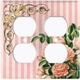 thumbnail image 3 of Metal Light Switch Plate Outlet Cover Elegant Pink Floral Striped Damask FLW076, 3 of 13