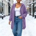 thumbnail image 2 of Thousandth Women's Loose Fit Zip Up Hooded Coat Casual Mid Length Oversized Long Sleeve Sweatshirt Fall Winter Warm Jacket, 2 of 8