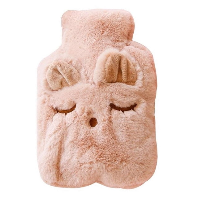 Whataatahia Bolsa de agua caliente con funda, funda de felpa suave, duradera y segura, 1 litro