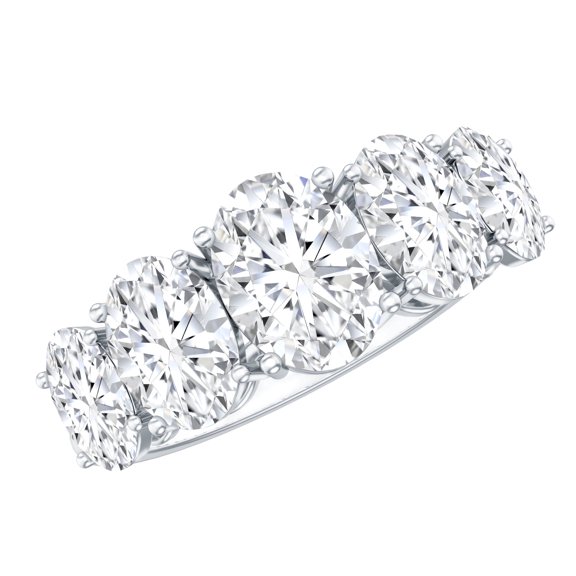 Rosec Jewels Moissanite 5 Stone Anniversary Ring (D-VS1 Quality) - 925 Silver Anniversary Ring Hypoallergenic - with Jewelry Box, US 8.00