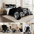thumbnail image 6 of Twin Quilt Set 68''x86'', White Dandelion Lightweight Summer Bedspread Coverlet Set with 2 Pillow Shams, Spring Flowers Botanical Vintage Black Breathable All Season Quilt Bedding for Dorm/Bedroom, 6 of 9