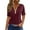 Wine, variant on WREESH Women's Striped Henley Shirt Short Sleeve V-Neck Button T-Shirt Loose Fit Casual Striped Top for Women Blue