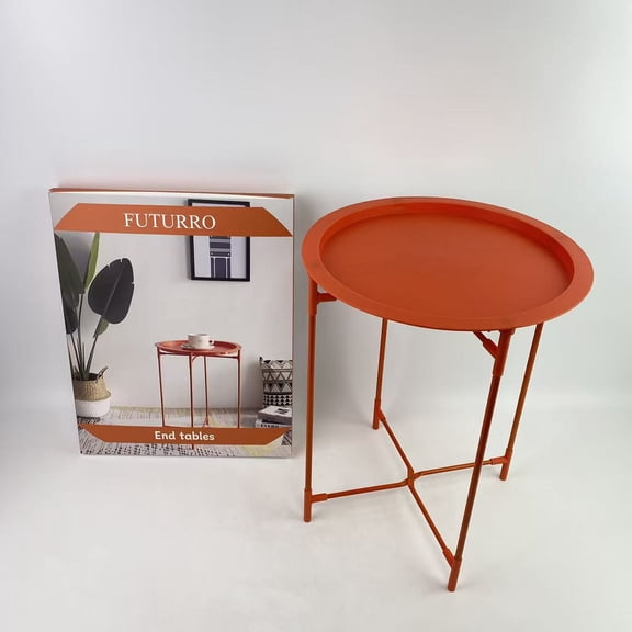 FUTURRO End tables, End Table Outdoor End Tables, Small Patio Table Metal End Tables, Round Folding End Tables, for Outdoor and Living Room,28"D x 20"W x 24"H