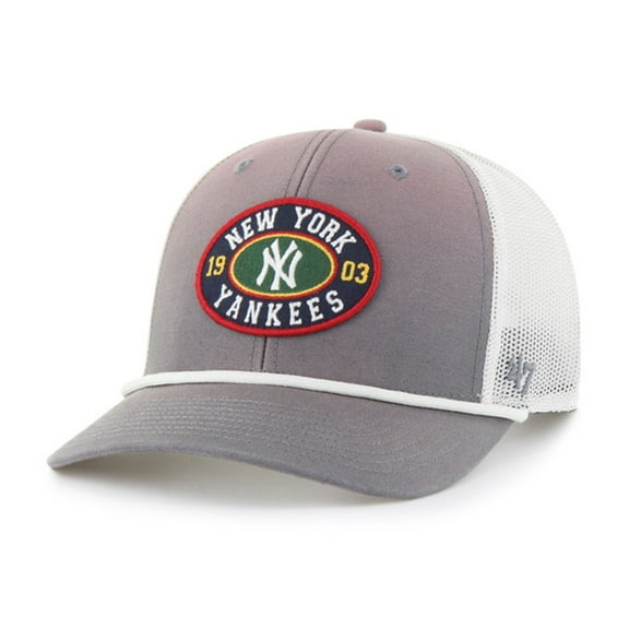 Men's '47 Gray/White New York Yankees Tide Sweep Rope Trucker Adjustable Hat