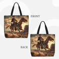 thumbnail image 2 of Disketp Western Skeleton Cowboy Horse Bolsa Tote de Lona para Mujer, Bolso de Hombro y Cruzado con Cierre de Cremallera, 2 of 7