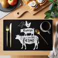 thumbnail image 2 of Retro Farm Placemats Set of 2, Chicken Pig Cow Farmhouse Animal Wood Grain Non-Slip Place Mats Washable Table Mats for Kitchen Dining Table Decorations Indoor/Outdoor, 2 of 9