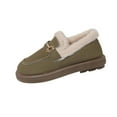 thumbnail image 2 of Dpityserensio Flats Shoes Women Dressy Comfortable Winter Style Plus Velvet Warm Solid Color Metal Buckle Round Toe Closed Toe Flat Shoes, 2 of 9