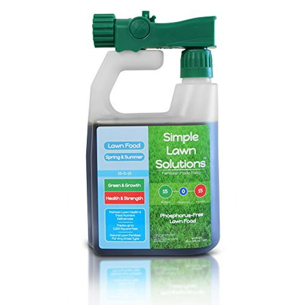 Superior Nitrogen & Potash 15-0-15 NPK- Lawn Food Natural Liquid Fertilizer - Concentrated Spray- Any Grass Type- Simple Lawn Solutions Green, Grow, ...