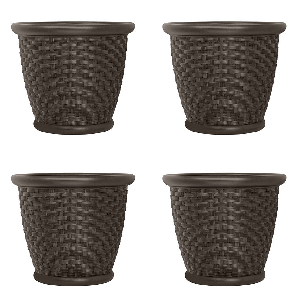 P222105B92 Round Blow Molded Resin Planter Suncast Sonora 22 in for sale online Java Pack of 2 