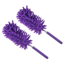 Uxcell 11" to 31" Chenille Cleaning Duster, Washable Extendable Brush Purple 2Pack