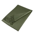 thumbnail image 4 of TZ Promise Women Olive Green Pashmina Shawl and Wrap Soft Solid Color Scarf with Fringes, 4 of 5