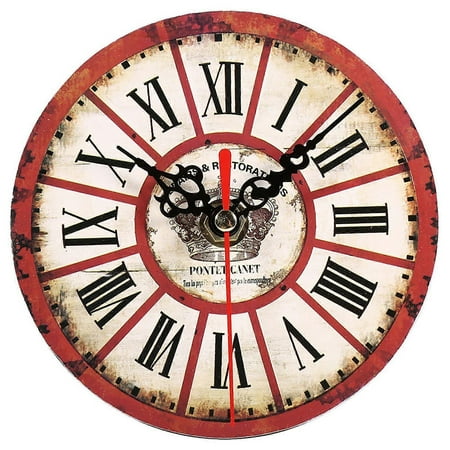 1Pc Artistic Creative European Style Round Antique MDF Home Office Wall Clock Decoration #7