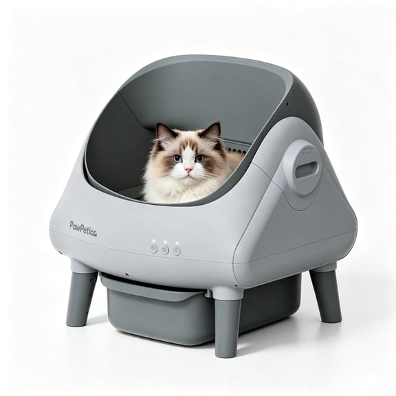 PawPetica Self-Cleaning Cat Litter Box, Automatic Cat Litter Box with APP Control, Safety Sensors, Odor Contral & Health Monitoring
