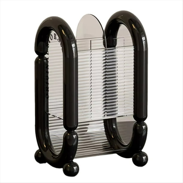 Porta Brochas de Maquillaje de Acrílico, Caja de Almacenamiento Transparente para Lápiz Labial y Cosméticos, Organizador de Mesa para Herramientas de Maquillaje, Color Negro