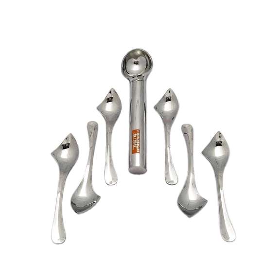 i WARE KkitchenCare Premium Stainless Steel Ice Cream Scoop & 6 Ice Cream Spoons (Set of 7)