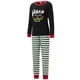 thumbnail image 3 of Pijamas navideños familiares a juego, camiseta de manga larga con estampado de letras y pantalones a rayas. Ropa de dormir para estar en casa., 3 of 10