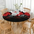 thumbnail image 3 of Perfect Fit Boho Table Cover, Colorful Floral Design with Elasticated Border for 52-56 Inches, 3 of 7