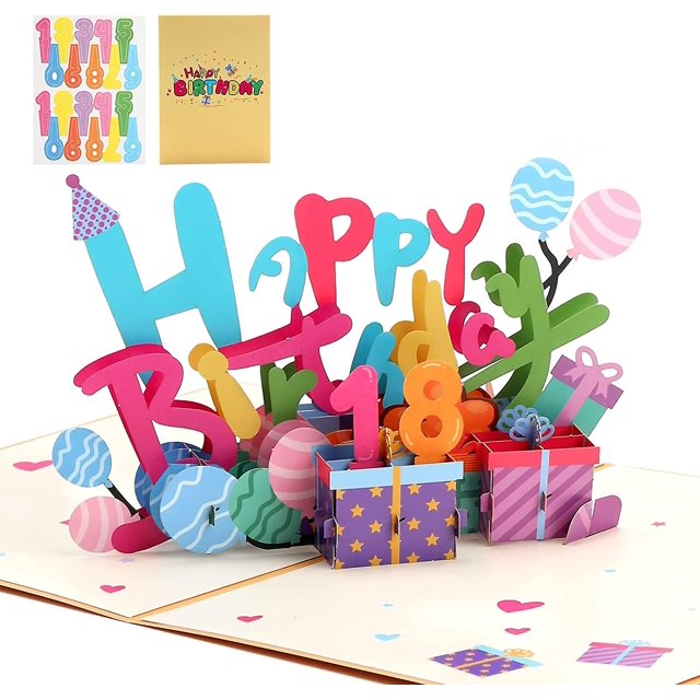 Tarjeta de cumpleaños emergente 3D, tarjetas de felicitación para hombres y mujeres con sobre, tarjeta de cumpleaños emergente con números, regalo personalizado creativo para niños, adultos y familias