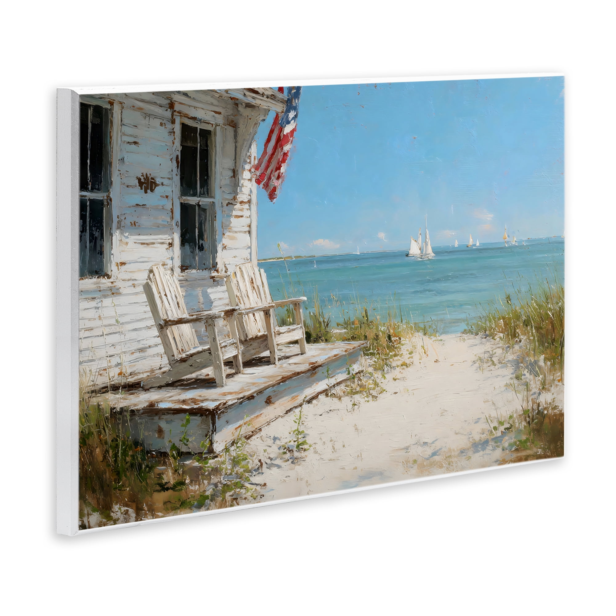 Stupell Industries By The Ocean Cottage Retreat Wall Plaque Art, design by Petal Prints Design