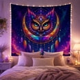 thumbnail image 1 of Ornate Owl Within a Crescent Moon Above Mountains, Mystical Boho for Bird Lovers, Celestial Night Art, Housewarming Gift, Tapestry Wall Hanging for Bedroom and Study Room, 1 of 1