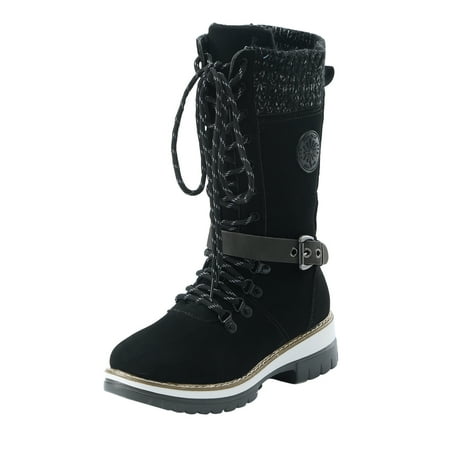 

nsendm Born Boots Women Low Heel Calf For Women Outdoor Thermal Snow Boots Boots Warm Heel Boots for Women Black 7