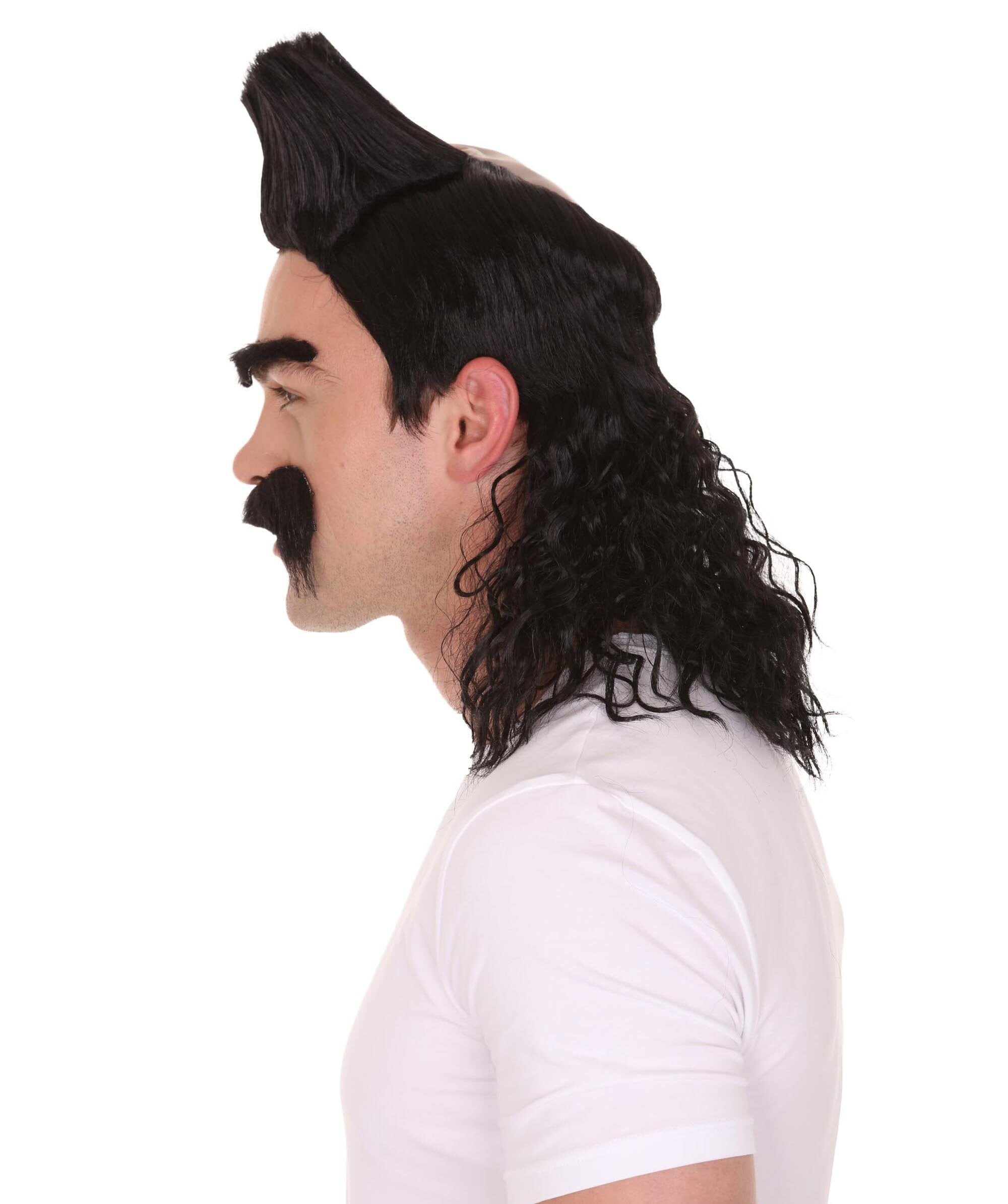 HPO Adult Men's Animated Movie Supervillain Long Wig with Eyebrows & Mustache| Best for Halloween