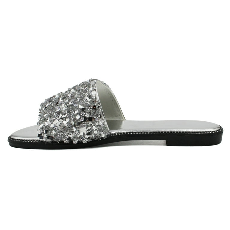 Womens rhinestone cheap slides
