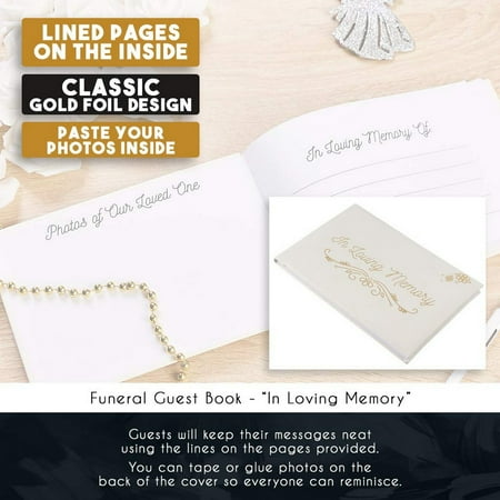 guest funeral celebration remembrance keepsake foil inches gold condolence registration loving memory memorial walmart