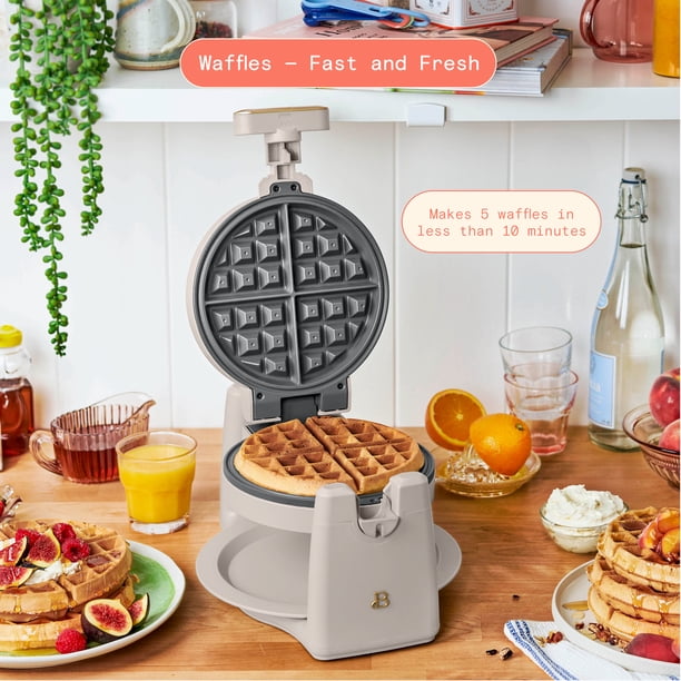 Beautiful Rotating Belgian Waffle Maker, Porcini Taupe by Drew
