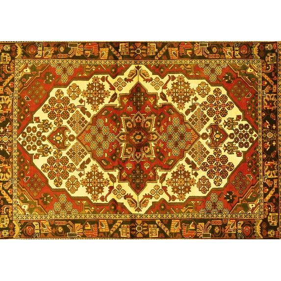 Ahgly Company Indoor Rectangle Persian Yellow Traditional Area Rugs, 8' x 10'