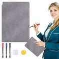 thumbnail image 2 of Whiteboard Notebook, Dry Erase Whiteboard, Reusable Folding White Board Double Sided Handheld Whiteboard, Double Side Writing Board Include a Wipeable Pen and Rag, 9.53x6.54 Inch, Light Gray, 2 of 5