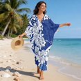 thumbnail image 5 of Xoenoiee Polynesia Hibiscus Pattern Kaftan Dresses for Women Monstera Palm Leaves V-Neck Moo Moos Caftan Plus Size Batwing Sleeve Beach Cover Up Summer Maxi Dresses Resort Wear, 5 of 7
