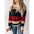 thumbnail image 2 of Fall Sweaters Round Neck Striped Cute Winter Pullover Sweaters for Women  2023 Drawstring, 2 of 11