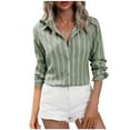 thumbnail image 2 of Sokhgu Women's Blouses Long Sleeve Shirts Striped Button Down Loose Fit Casual Tops, 2 of 9