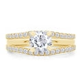 thumbnail image 3 of 1/4 CT Round Cut White Cubic Zirconia Curved Enhancer Guard Ring In 14K Yellow Gold Over Sterling Silver (Color: White, Clarity: VVS1-VVS2, 0.25 Cttw) -9, 3 of 9
