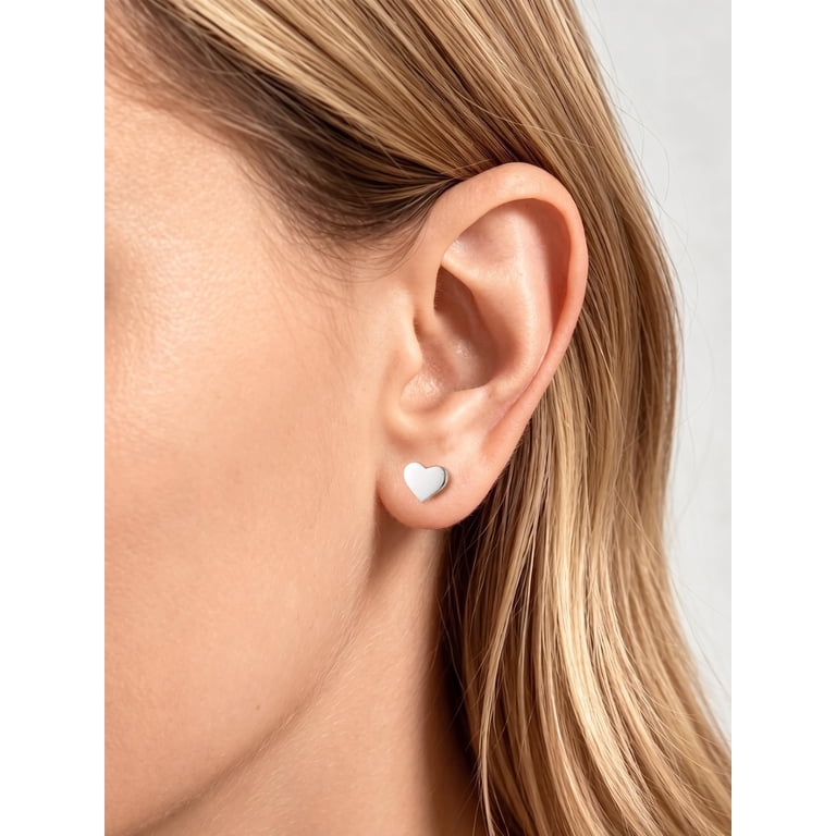 ChicSilver Sterling Silver Heart Stud Earrings photo 2